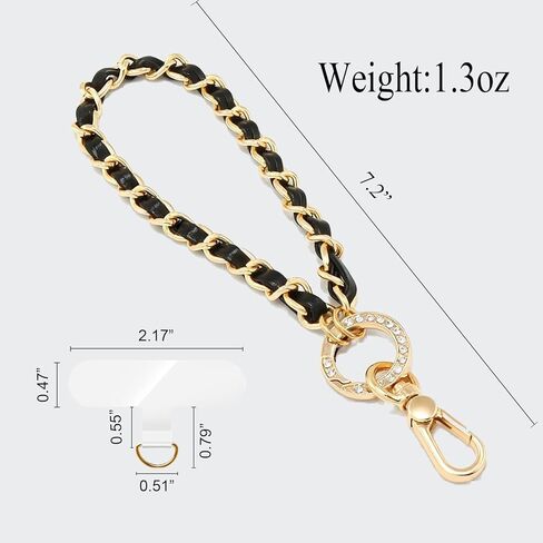 Phone Wrist Strap for Women & Moms, Metal Chain & Leather Phone Lanyard with Tether Tab, Hands-Free Wristlet Bracelet in Saudi Arabia