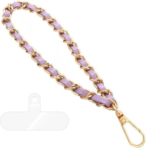 Phone Wrist Strap for Women & Moms, Metal Chain & Leather Phone Lanyard with Tether Tab, Hands-Free Wristlet Bracelet in Saudi Arabia