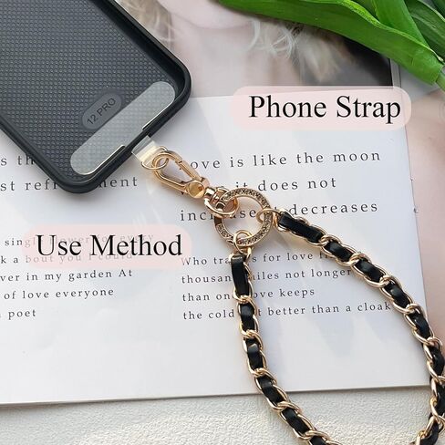 Phone Wrist Strap for Women & Moms, Metal Chain & Leather Phone Lanyard with Tether Tab, Hands-Free Wristlet Bracelet in Saudi Arabia
