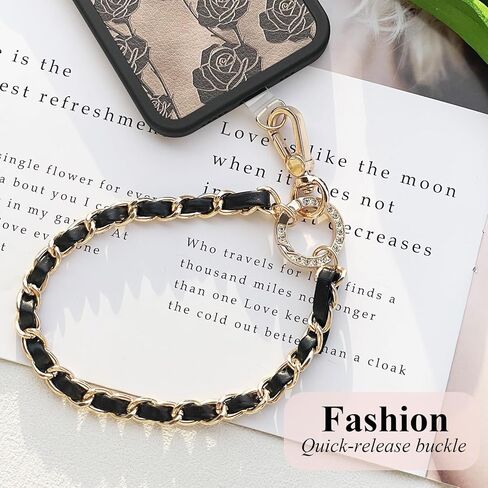 Phone Wrist Strap for Women & Moms, Metal Chain & Leather Phone Lanyard with Tether Tab, Hands-Free Wristlet Bracelet in Saudi Arabia