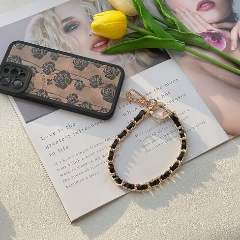 Phone Wrist Strap for Women & Moms, Metal Chain & Leather Phone Lanyard with Tether Tab, Hands-Free Wristlet Bracelet in Saudi Arabia