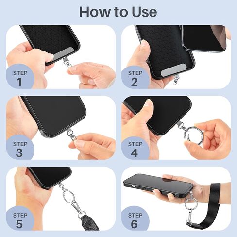 حزام Clip and Go للهاتف مع محفظة كروس، محفظة معصم RFID بسحاب قابلة للفصل، حبل هاتف قابل للتعديل وأشرطة معدنية رفيعة للغاية قابلة للدوران 360 درجة لجميع الهواتف الذكية in Kuwait