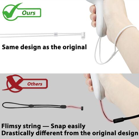 SOULWIT 1Pair Hand Straps for Meta Quest 2 Controllers, Upgraded Durable & Secure Replacement VR Wrist Straps, Easy DIY Installation - White in Saudi Arabia