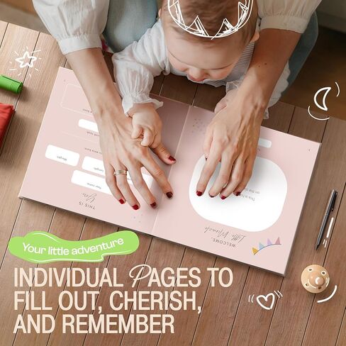 كتاب ذكريات PassionUp® Baby للأولاد والبنات مع مساحة إضافية للصور المفضلة - تذكار كتاب الطفل للعام الأول مع أقسام ذات طابع خاص وشهري - 8x8 بوصة - هدية رائعة للآباء ومواليدهم الجدد in Kuwait