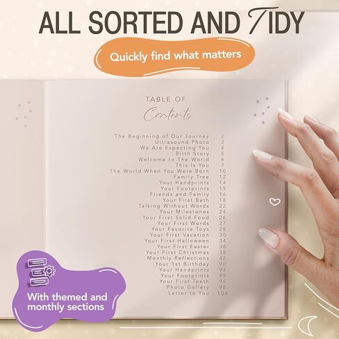 كتاب ذكريات PassionUp® Baby للأولاد والبنات مع مساحة إضافية للصور المفضلة - تذكار كتاب الطفل للعام الأول مع أقسام ذات طابع خاص وشهري - 8x8 بوصة - هدية رائعة للآباء ومواليدهم الجدد in Kuwait