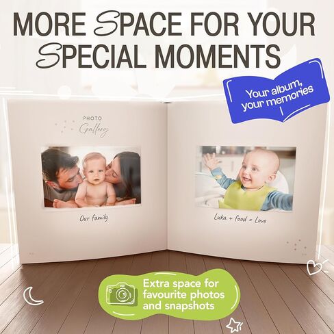 كتاب ذكريات PassionUp® Baby للأولاد والبنات مع مساحة إضافية للصور المفضلة - تذكار كتاب الطفل للعام الأول مع أقسام ذات طابع خاص وشهري - 8x8 بوصة - هدية رائعة للآباء ومواليدهم الجدد in Kuwait