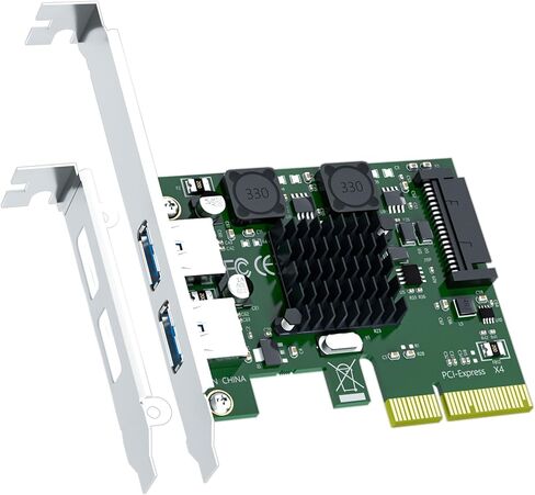 GLOTRENDS U3142A 2-Port 10Gb USB 3.1 Gen2 Type-A to PCIE X4 Expansion Card with ASM 3142 Chip, Regular and Low-profible Bracket in Saudi Arabia