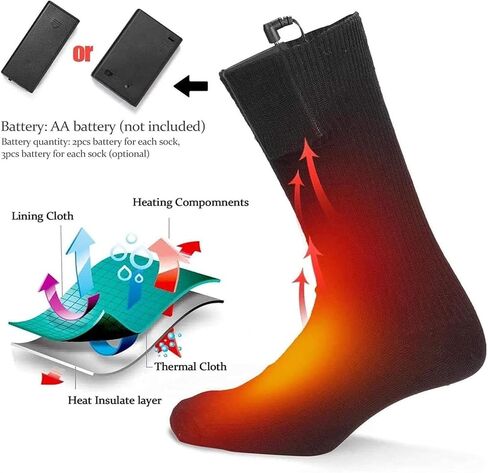 Heated Socks for Men Women Rechargeable Electric Socks Washable Winter Foot Warmer Socks Outdoors Work, Fishing, Hunting, Skiing, Winter Camping (Battery not Included) in Saudi Arabia