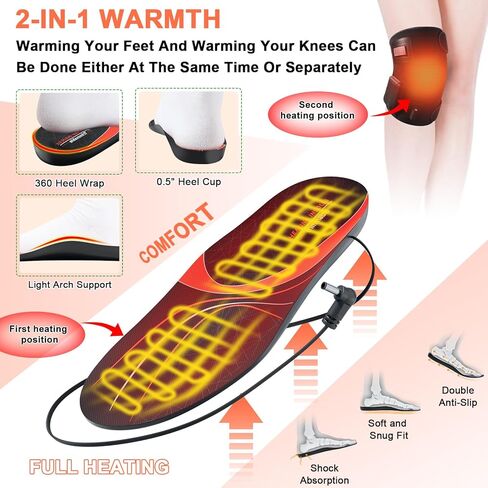 RTDEP Heated Insoles, 7.4V Rechargeable Foot Warmers, Heated Shoe with 3000mAh Battery Winter Heated Insoles for Men and Women, Skiing, Hunting, Hiking, Camping Outdoor Sports in Saudi Arabia