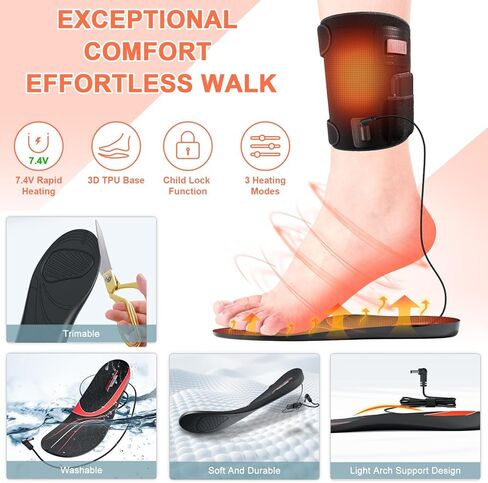 RTDEP Heated Insoles, 7.4V Rechargeable Foot Warmers, Heated Shoe with 3000mAh Battery Winter Heated Insoles for Men and Women, Skiing, Hunting, Hiking, Camping Outdoor Sports in Saudi Arabia