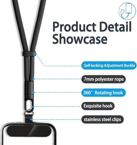 2 حزمة من حبل الهاتف - 2 حزام معصم لليد، 2 شريط حبل، حبال رقعة متعددة الوظائف للهاتف الخلوي العالمي مضادة للسرقة، حزام يد للهاتف الخلوي (أسود + رمادي) in Kuwait