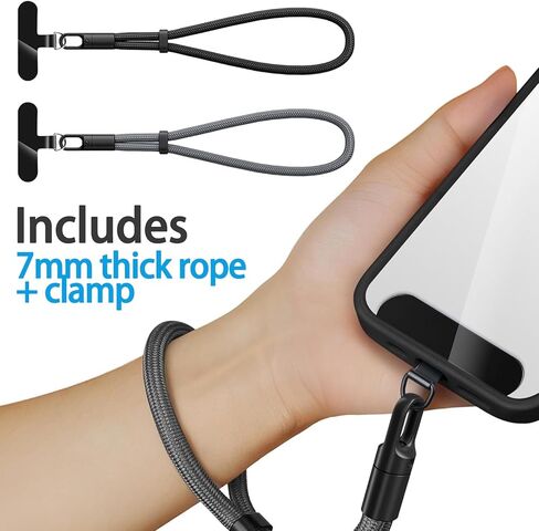 2 حزمة من حبل الهاتف - 2 حزام معصم لليد، 2 شريط حبل، حبال رقعة متعددة الوظائف للهاتف الخلوي العالمي مضادة للسرقة، حزام يد للهاتف الخلوي (أسود + رمادي) in Kuwait