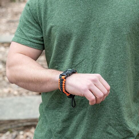 ELK Paracord Survival Bracelets - 2 Pack, Adjustable Size, Loud Whistle, Fire Starter - Ideal for Outdoor Enthusiasts, Hiking, Camping, Fishing, and Hunting (Black and Black+Orange) in Saudi Arabia
