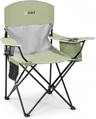 XMT Premium Padded Folding Chair, Extra Wide & Heavy Duty 450lbs Capacity, Portable Camping Chair with Insulated Cooler, Cup Holder & Storage, Compact Foldable for Outdoor, Beach, Picnics in Saudi Arabia