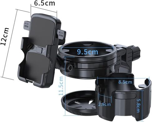 3-in-1 Stroller Cup Phone Holder, Multifunctional Stroller Cup Holder Attachment with 360° Adjustable Phone Mount, Cup Holder for Walker, Wheelchair, Strollers, Anti-Slip & Easy Install in Saudi Arabia