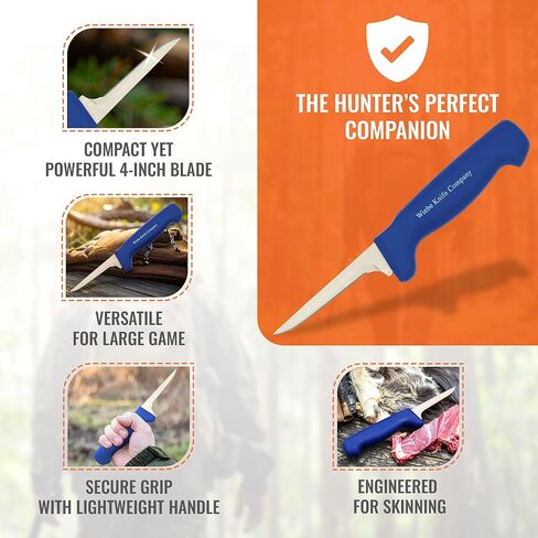 سكين سكين بمقبض أزرق من Wiebe مقاس 4 بوصات، خفيف الوزن وغير قابل للانزلاق - مثالي لفئران المسك والقيوط والغزلان in Kuwait