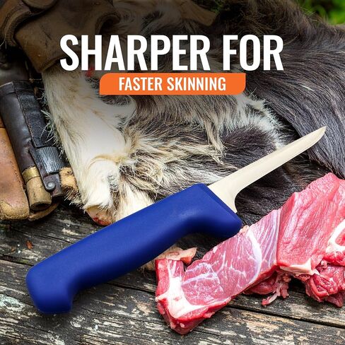 سكين سكين بمقبض أزرق من Wiebe مقاس 4 بوصات، خفيف الوزن وغير قابل للانزلاق - مثالي لفئران المسك والقيوط والغزلان in Kuwait