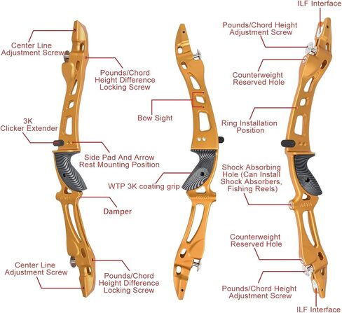 NIKA ARCHERY 25 بوصة قوس منحني من الألومنيوم باستخدام الحاسب الآلي للطحن يستهدف إزالة القوس منحني لليد اليمنى جهاز ILF لقوس الرماية الذي يستهدف الرماية في الهواء الطلق in Kuwait