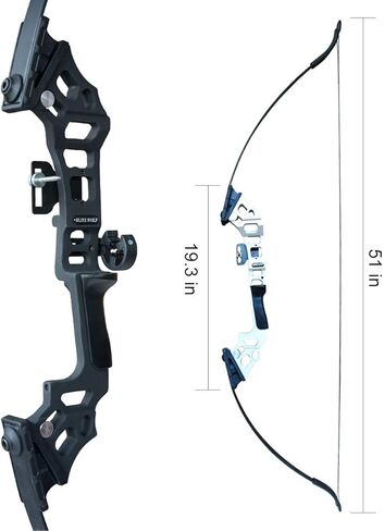 Archery 51" Takedown Recurve Bow and Arrows Set for Adults Metal Riser Longbow Kit Right Hand Straight Bow for Beginner Hunting Shooting Practice 30 40 50lb in Saudi Arabia