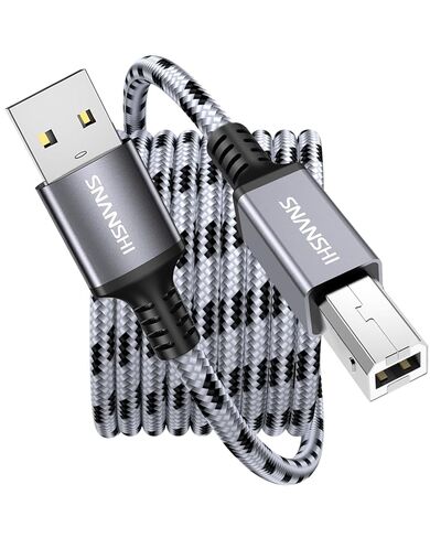SNANSHI USB Printer Cable 6ft, Nylon Braided High Speed USB 2.0 Type A Male to B Male Printer Cord for HP Canon Brother Epson, MIDI Cable for Audio Interface, Midi Keyboard & Digital Piano in Saudi Arabia