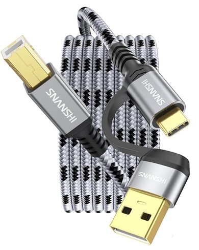 SNANSHI USB Printer Cable 6ft, Nylon Braided High Speed USB 2.0 Type A Male to B Male Printer Cord for HP Canon Brother Epson, MIDI Cable for Audio Interface, Midi Keyboard & Digital Piano in Saudi Arabia