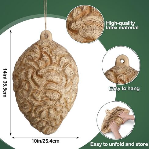 Qualirey 1 Pcs Hornet Nest Decoy 10'' x 14'' Simulated Latex Hornet's Nest Hanging Wasp Repellent for Yard, Home, Outdoor in Saudi Arabia