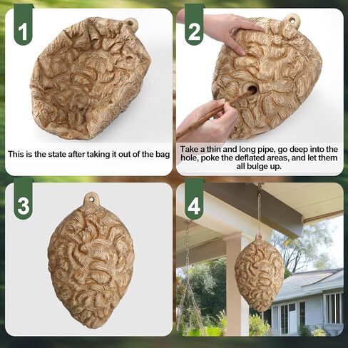 Qualirey 1 Pcs Hornet Nest Decoy 10'' x 14'' Simulated Latex Hornet's Nest Hanging Wasp Repellent for Yard, Home, Outdoor in Saudi Arabia