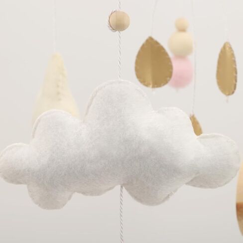 هاتف قوس قزح المحمول لسرير الأطفال - هاتف محمول بوهو قوس قزح باللونين الوردي والأبيض مع تفاصيل ذهبية in Kuwait