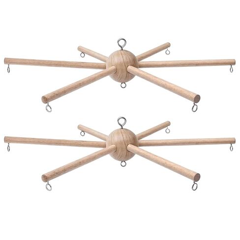 2Pcs DIY Baby Mobile Kit, Hanging Frame Hanger for Crib, Decorative Natural Wooden Wind Chime Equipment for Infant Boy Girl Home Nursery Bedroom Ceiling Wall Balcony, Craft, Toy Bell Accessories Decor in Saudi Arabia