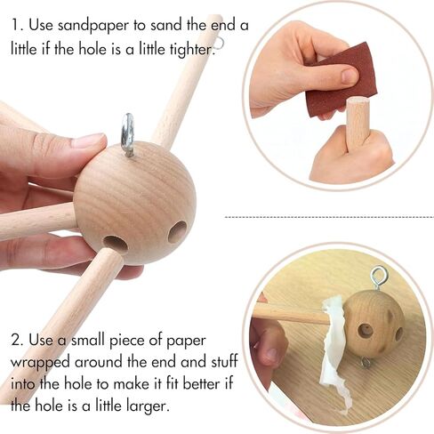 2Pcs DIY Baby Mobile Kit, Hanging Frame Hanger for Crib, Decorative Natural Wooden Wind Chime Equipment for Infant Boy Girl Home Nursery Bedroom Ceiling Wall Balcony, Craft, Toy Bell Accessories Decor in Saudi Arabia