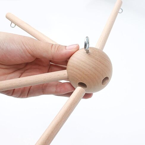 2Pcs DIY Baby Mobile Kit, Hanging Frame Hanger for Crib, Decorative Natural Wooden Wind Chime Equipment for Infant Boy Girl Home Nursery Bedroom Ceiling Wall Balcony, Craft, Toy Bell Accessories Decor in Saudi Arabia