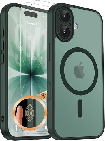 for iPhone 17 Case with Screen Protector (2-Pack), Responsive Camera Control Button, MagSafe Compatible Slim Shockproof Matte Full Protection Kit, Black in Saudi Arabia
