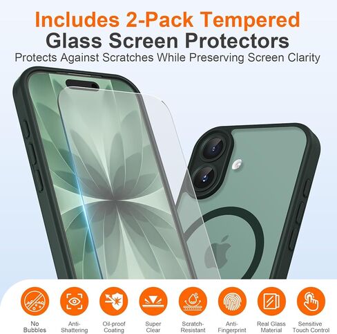 for iPhone 17 Case with Screen Protector (2-Pack), Responsive Camera Control Button, MagSafe Compatible Slim Shockproof Matte Full Protection Kit, Black in Saudi Arabia