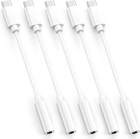 5-Pack USB-C to 3.5mm Headphone Jack Adapter, 24bit HiFi DAC, USB C to Aux Audio Dongle Cable for iPhone 17/16/15 Pro, 17/16/15 Pro Max, iPad Pro, MacBook, Samsung S21-25, Pixel 7-5 in Saudi Arabia