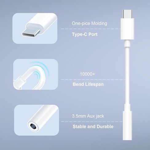 5-Pack USB-C to 3.5mm Headphone Jack Adapter, 24bit HiFi DAC, USB C to Aux Audio Dongle Cable for iPhone 17/16/15 Pro, 17/16/15 Pro Max, iPad Pro, MacBook, Samsung S21-25, Pixel 7-5 in Saudi Arabia