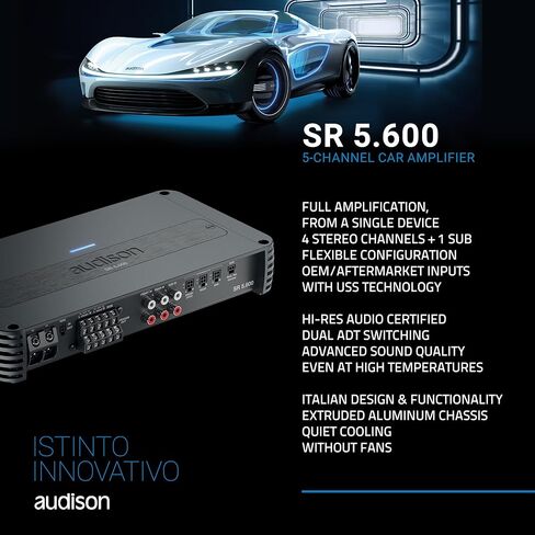 Audison SR 5.600 D-Class 5 Ch Amplifier 115 Wrms X 4/550 Wrms X 1 at 2-Ohms in Saudi Arabia