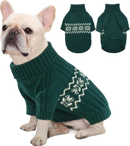 Kuoser Dog Sweater XL, Dog Sweaters for Large Dogs Boy Girl, Warm Pullover Doggie Cable Knitwear for Christmas, Winter Puppy Clothes Pet Apparel for Labrador Beagle, Green XL in Saudi Arabia