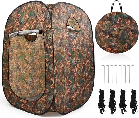 6.6ft Pop up Tent Hunting Duck Blind Shower Tent Portable Toilet Privacy Stall Pod with Carry Bag 2 to 3 Person See Through Ground Blinds Outhouse for Deer Hog Turkey Moose Hunting in Saudi Arabia
