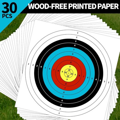 HNYYZL Archery Targets Paper for Backyard,30pcs Bow Arrow Targets for Hunting Practice,(10 Rings,16x16in) in Saudi Arabia