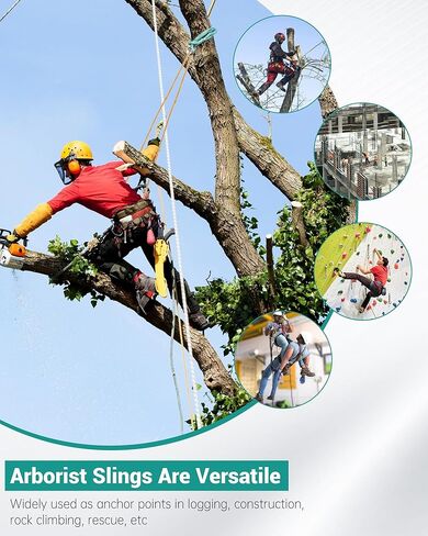 40203 حبل حبال حلقي، حبل تشجير 0.86 بوصة × 7.2 بوصة مع حلقة ألومنيوم 35 مم، تعديل 7 جيوب، حبال تشجير 25000 رطل MBS / 2500 رطل WLL، معدات تسلق الأشجار in Kuwait