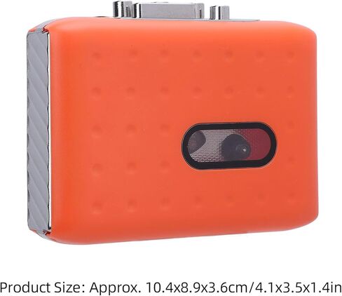 مسجل شريط كاسيت، مشغل شريط كاسيت محمول، كاسيت USB C إلى محول MP3، ميكروفون مدمج ومقبس سماعة الرأس، تسجيل عكسي على الشريط، برتقالي in Kuwait