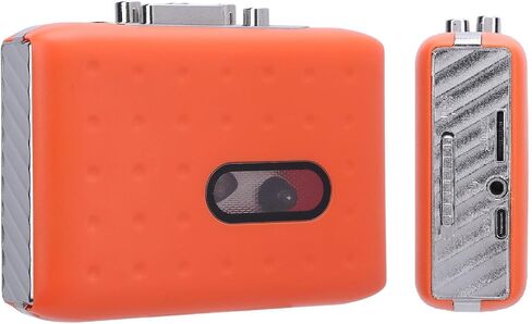 مسجل شريط كاسيت، مشغل شريط كاسيت محمول، كاسيت USB C إلى محول MP3، ميكروفون مدمج ومقبس سماعة الرأس، تسجيل عكسي على الشريط، برتقالي in Kuwait