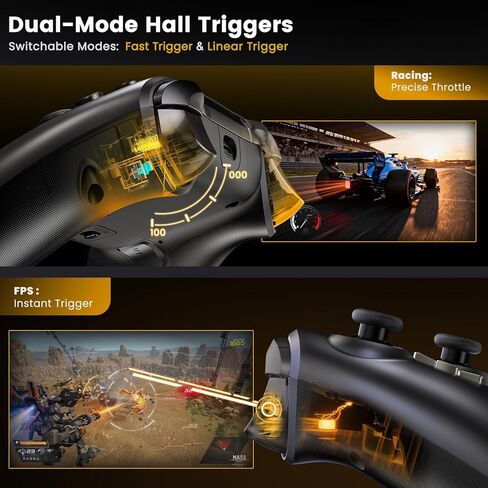 وحدات تحكم التبديل لـ Nintendo Switch/Lite/OLED ، Hall Anystick Wireless Switch Pro Support IOS Android ، لعبة الكمبيوتر السلكية عن بُعد مع Turbo (أسود) in Kuwait