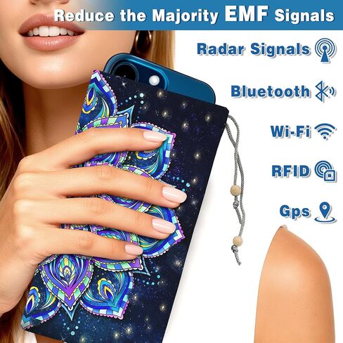 غلاف درع EMF للهاتف الخلوي يقلل من الإشارة المضادة للنبضات الكهرومغناطيسية ضد الإشعاع، EMF، 5G، RFID يحجب 4x8 بوصة حقائب أكمام هاتف ماندالا in Kuwait