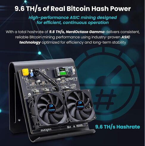 جهاز تعدين NerdOctaxe Gamma 9.6 TH/s Bitcoin ASIC - جهاز تعدين منزلي مفتوح المصدر مزود بـ BM1370 وWi-Fi وUSB-C ومجموعة كاملة ومصدر طاقة وحامل in Kuwait