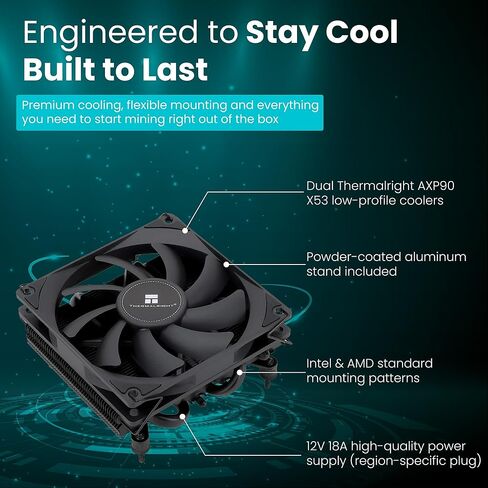 جهاز تعدين NerdOctaxe Gamma 9.6 TH/s Bitcoin ASIC - جهاز تعدين منزلي مفتوح المصدر مزود بـ BM1370 وWi-Fi وUSB-C ومجموعة كاملة ومصدر طاقة وحامل in Kuwait