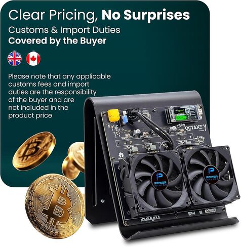 جهاز تعدين NerdOctaxe Gamma 9.6 TH/s Bitcoin ASIC - جهاز تعدين منزلي مفتوح المصدر مزود بـ BM1370 وWi-Fi وUSB-C ومجموعة كاملة ومصدر طاقة وحامل in Kuwait