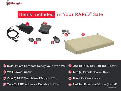 Hornady Rapid Safe Compact Ready Vault مع WiFi - احتفظ بأمان بعلامات التبويب على سلامتك باستخدام هاتفك الذكي - تقنية RFID للوصول الحر باللمس وغطاء فولاذي شديد التحمل لحماية الأشياء الثمينة، 98196WIFI in Kuwait