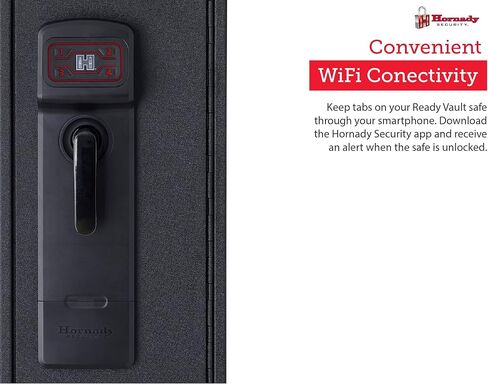 Hornady Rapid Safe Compact Ready Vault مع WiFi - احتفظ بأمان بعلامات التبويب على سلامتك باستخدام هاتفك الذكي - تقنية RFID للوصول الحر باللمس وغطاء فولاذي شديد التحمل لحماية الأشياء الثمينة، 98196WIFI in Kuwait
