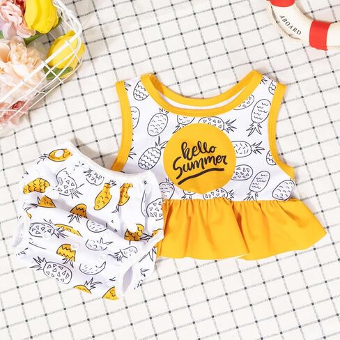 2 Pieces Toddler Girl Swimsuits Infant Baby Girl Bathing Suit Set Swimwear Summer Beach Outfit LCC2508-M in Saudi Arabia